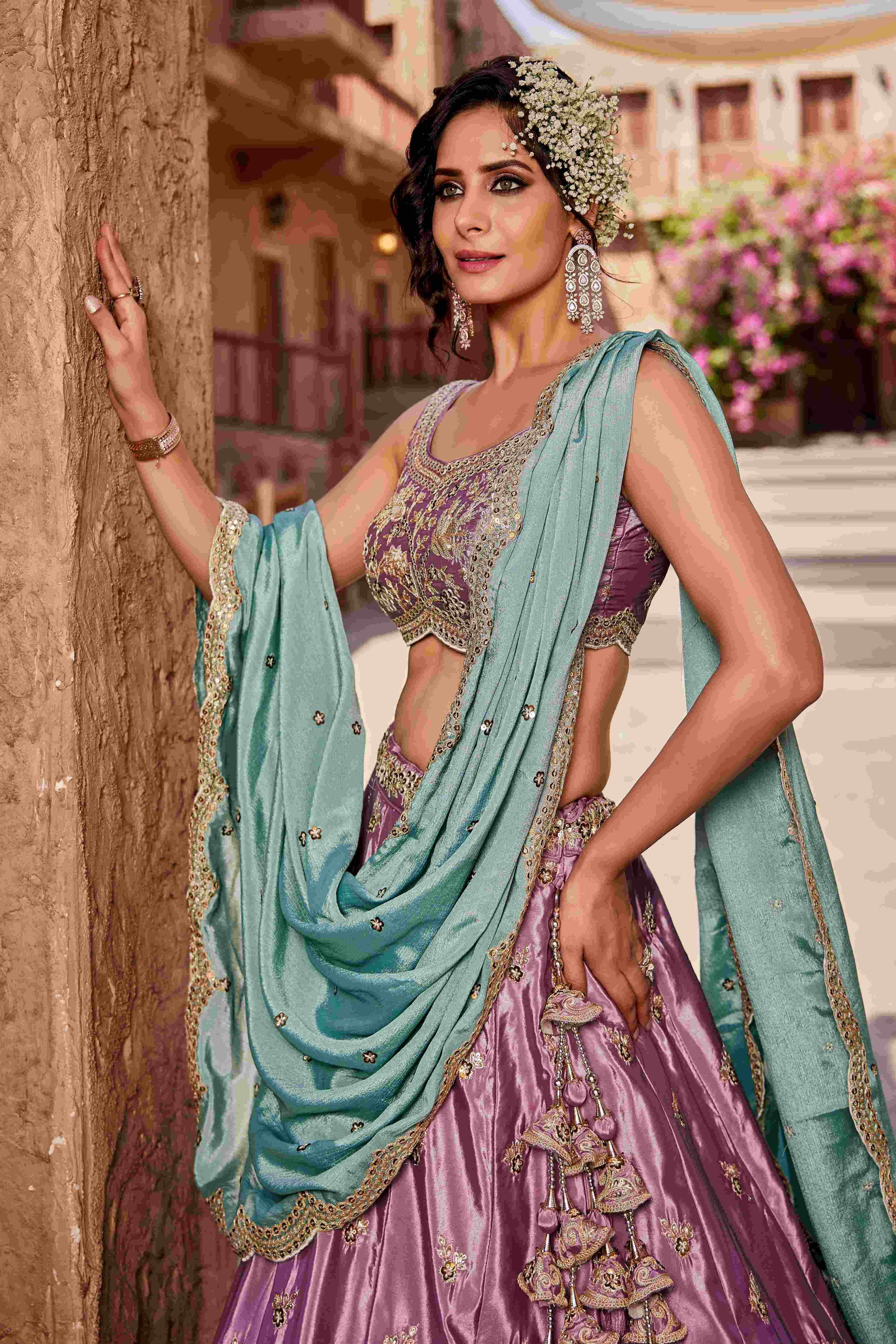 Designer Wedding Lehenga in Satin With Exquisite Embroidery - MYLUXURY LANE ENTERPRISE